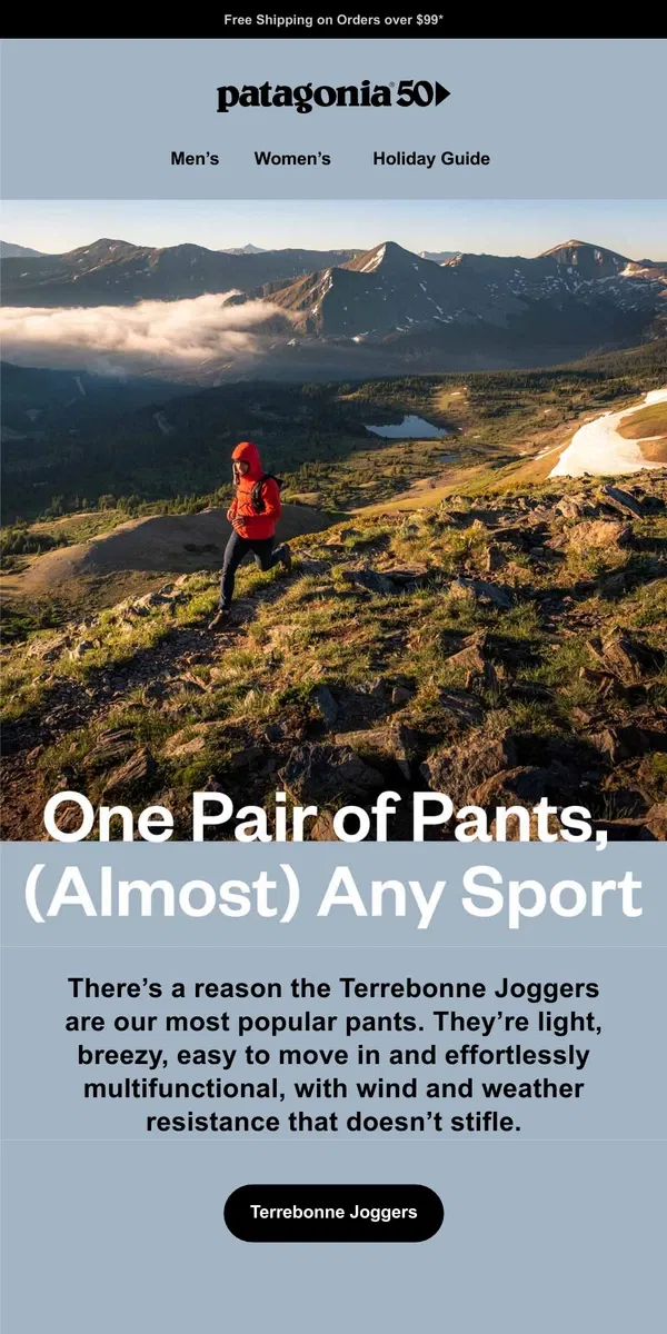 Email from Patagonia. Our best-selling pants