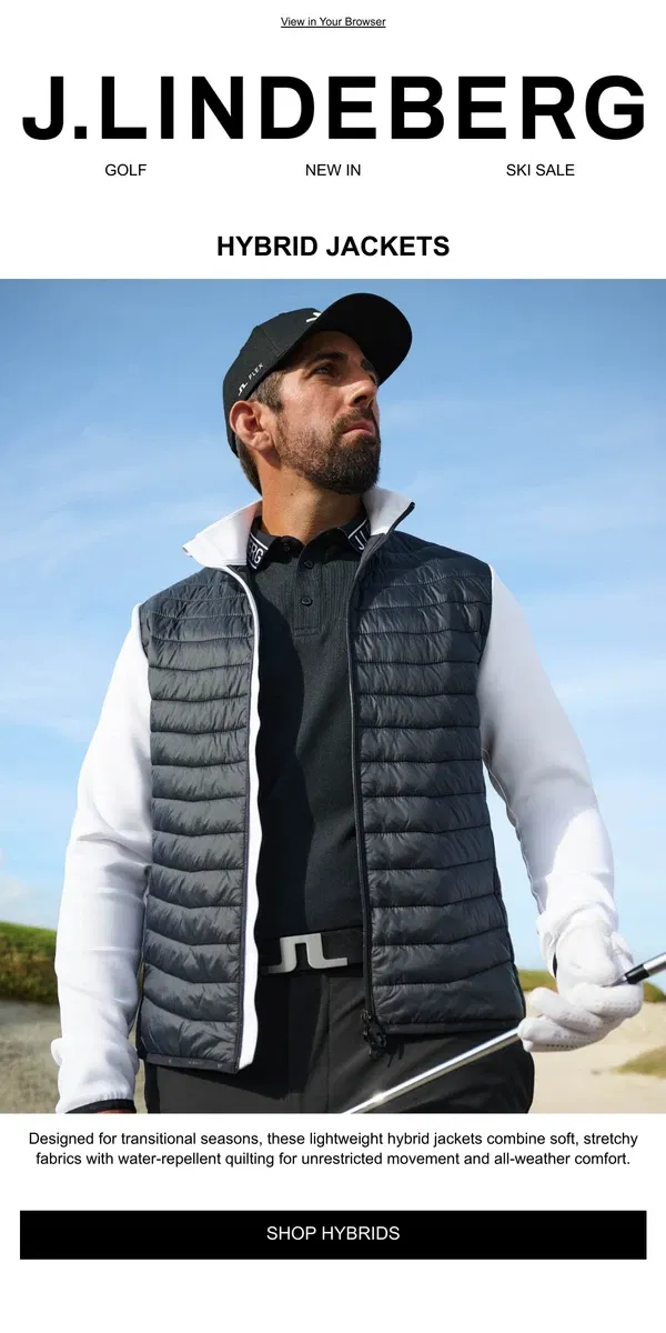 Email from J.Lindeberg. Hybrid Jackets for the Golf Course