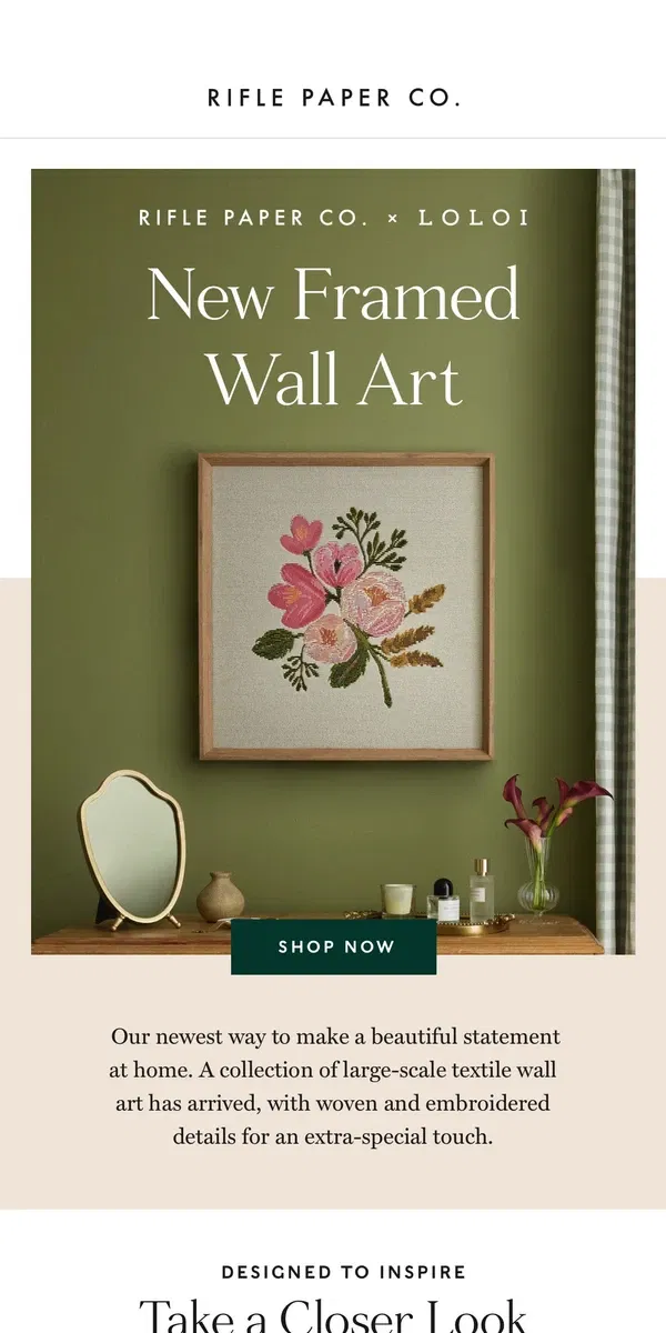 Email from Rifle Paper Co.. NEW: Framed Wall Art From Loloi