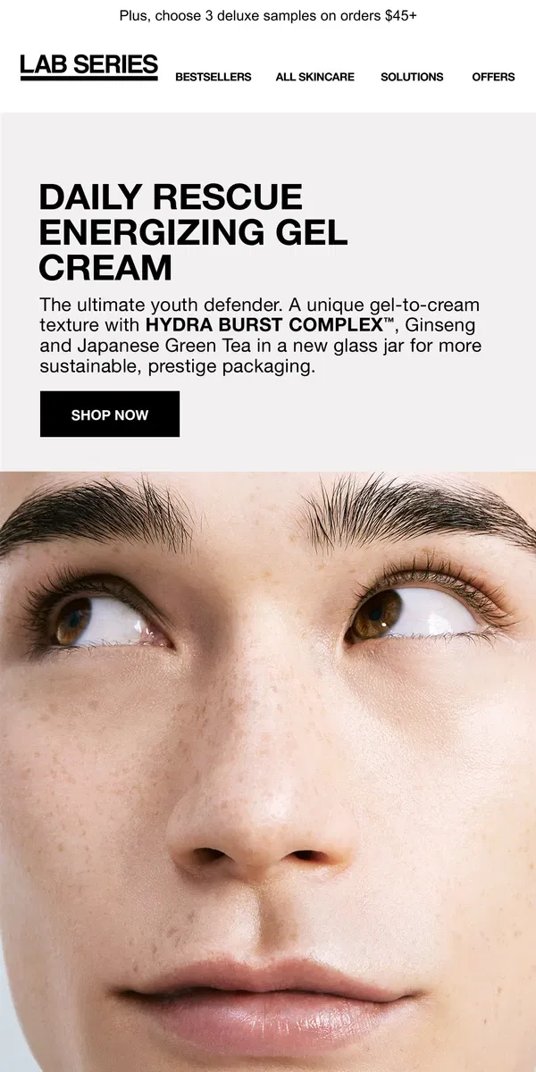 Email from Lab Series. Hello hydration, goodbye fine lines