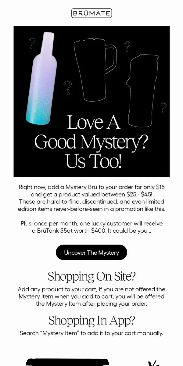 Email from BruMate. Get Your Mystery Brü Now 📦❓