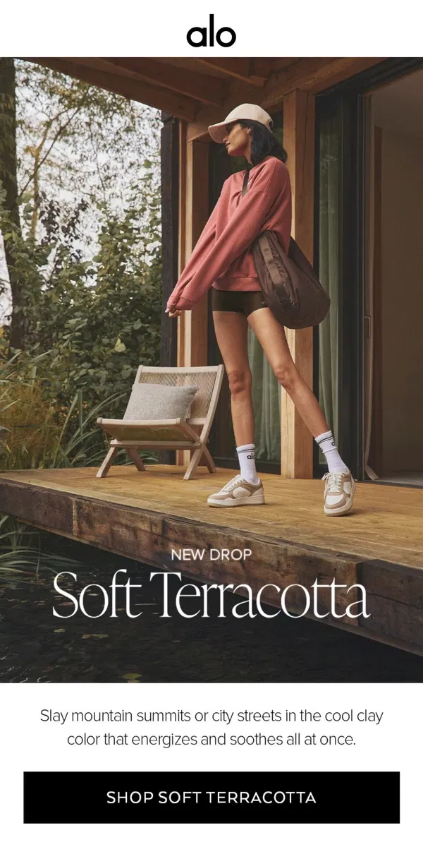 Email from Alo Yoga. NEW DROP: Soft Terracotta