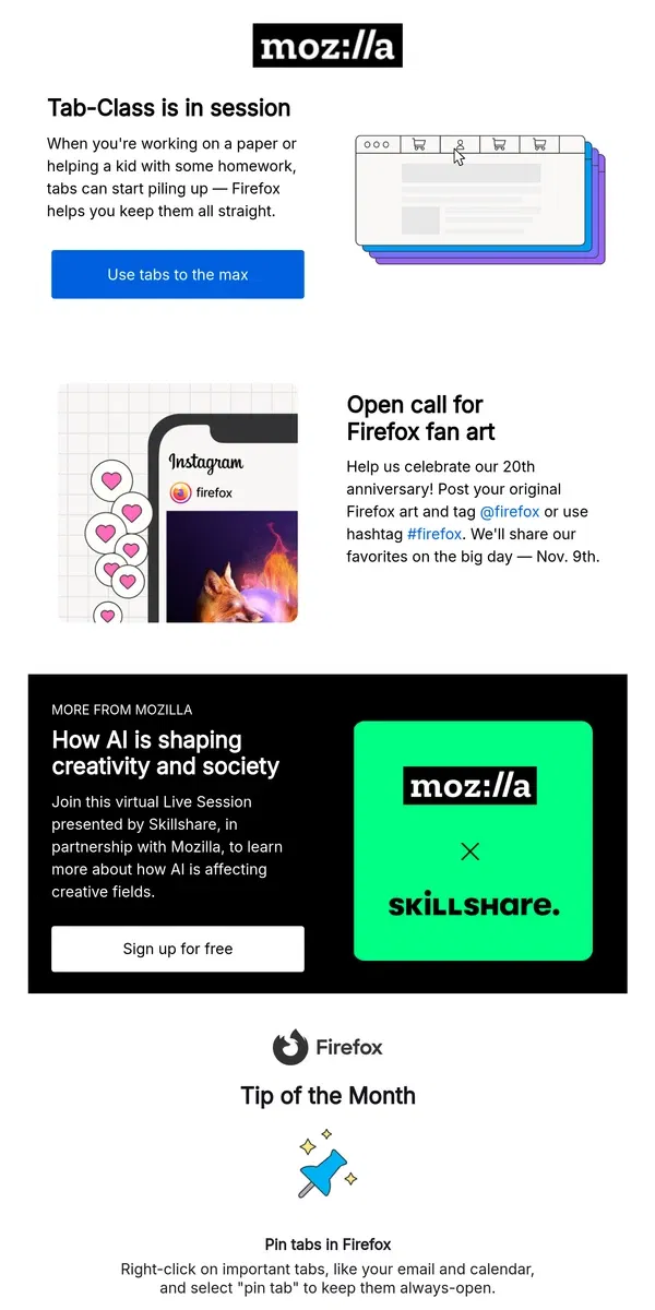 Email from Mozilla. You've got tabs, we've got hacks 🖥