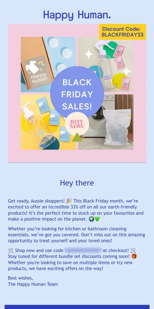 Email from Happy Home. 🌟 Black Friday Month Mega Sale! Everything for 33% Off! 🌟