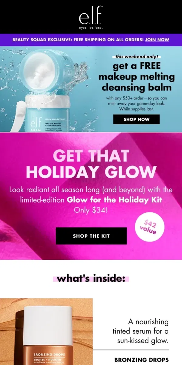 Email from e.l.f.. 🤩 Limited-Edition Holiday Kit!				 