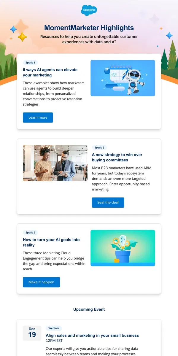 Email from Salesforce. 5 ways AI agents can boost your marketing strategy