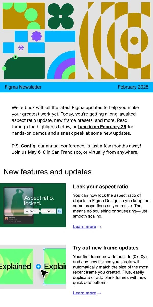 Email from Figma. February Release Notes from Figma