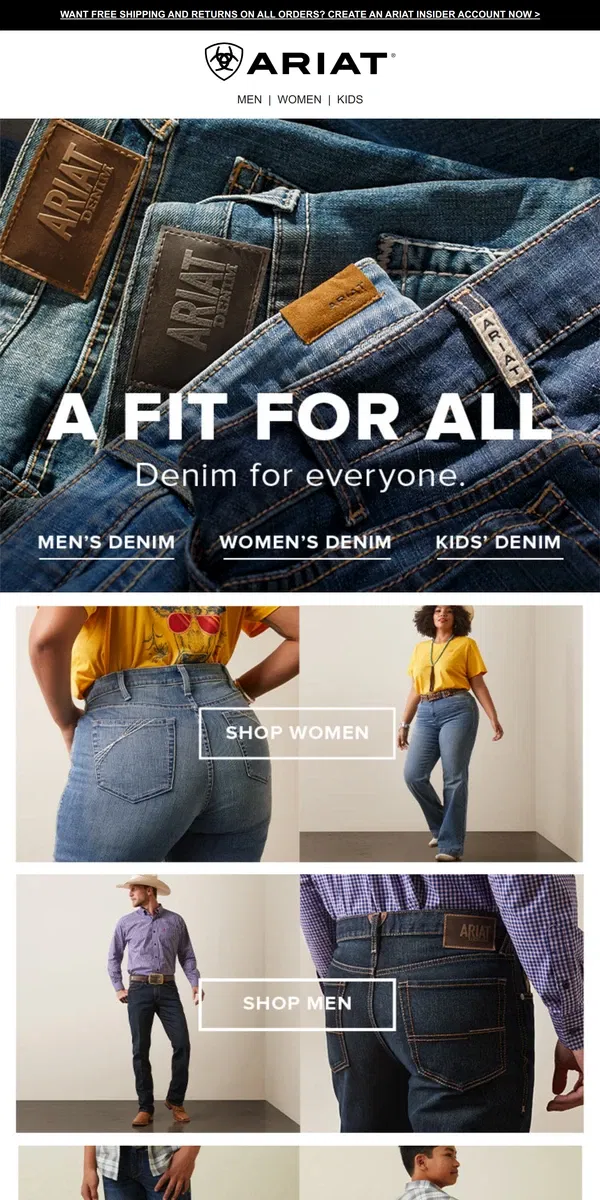 Email from Ariat. Denim That’s a Cut Above­