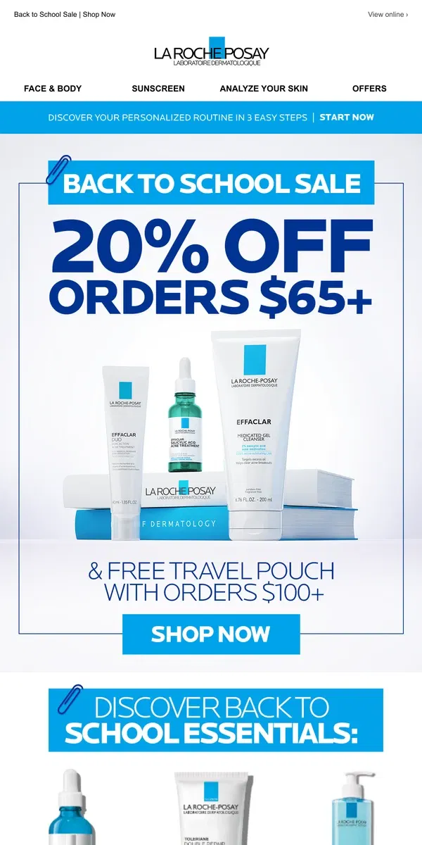 Email from La Roche-Posay. This Weekend: Back to School Savings!