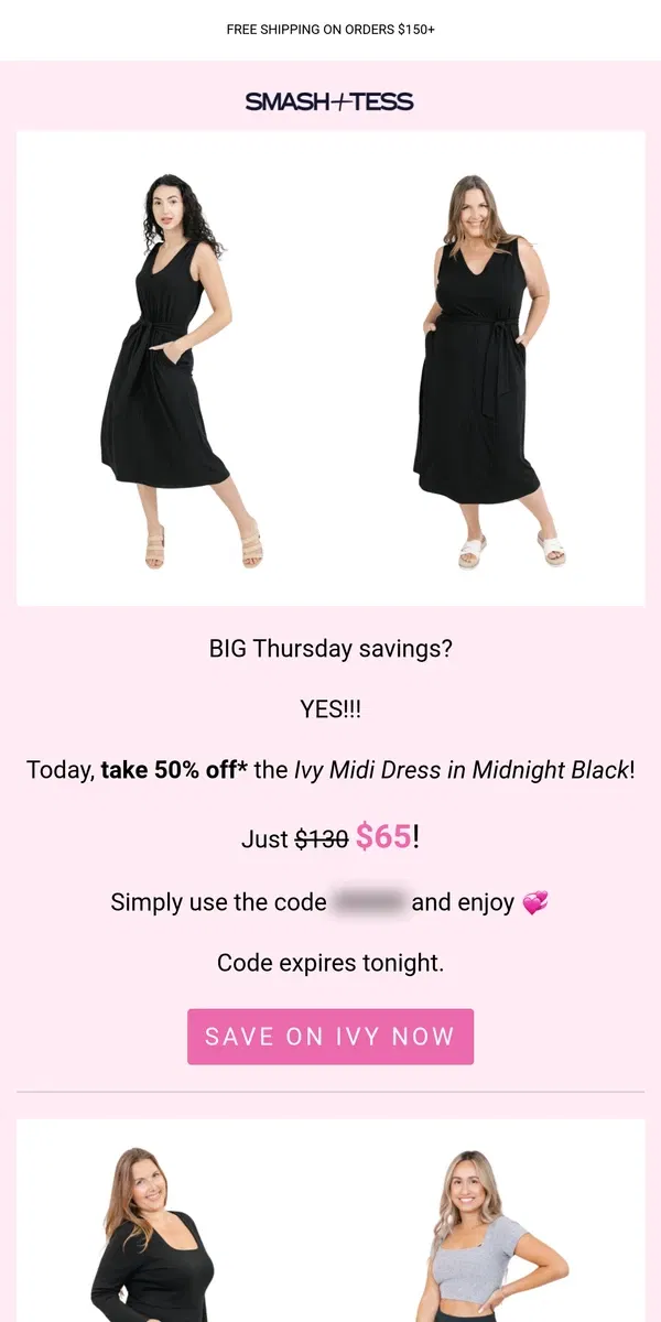 Email from Smash + Tess. 🤑 50% Off This Dress 👗 - Today Only!