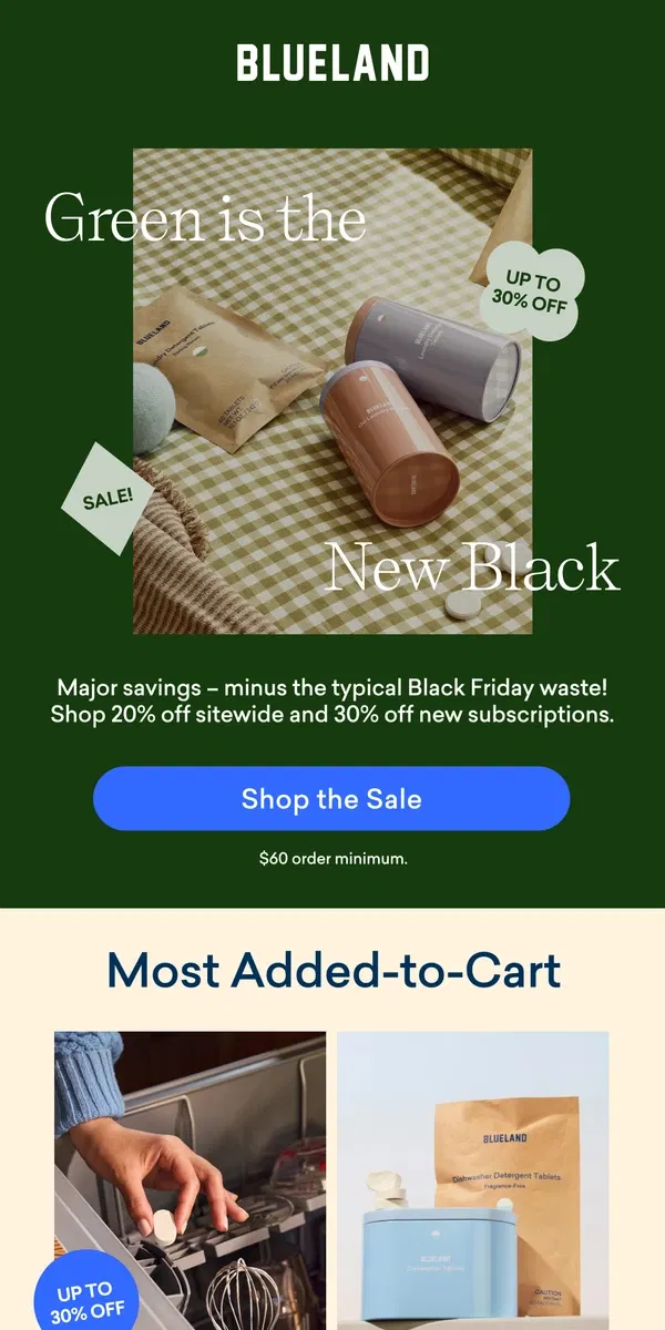 Email from Blueland. Black Friday’s never been greener