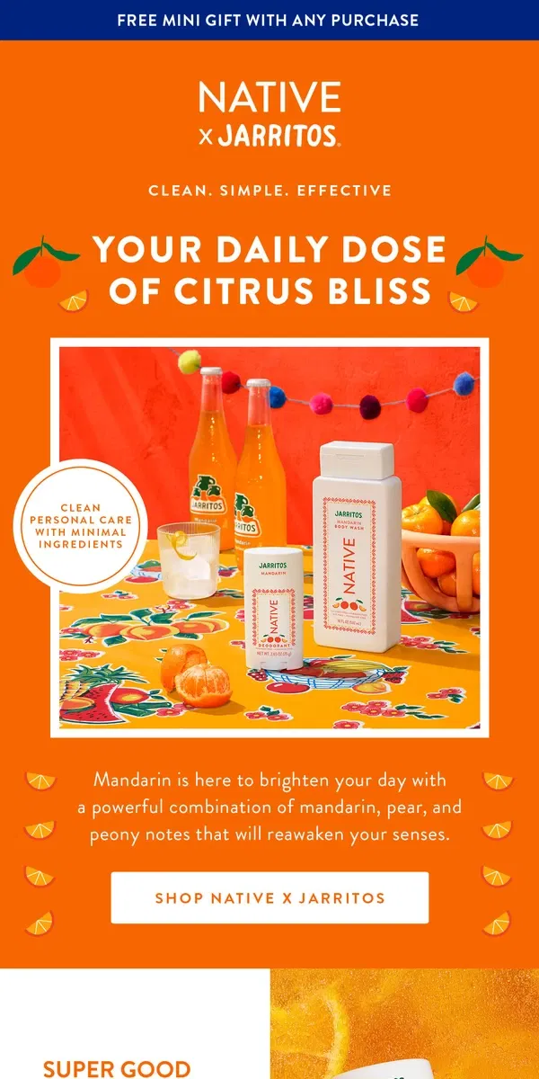 Email from Native Deodorant. A Burst of Citrus You’ll Love 🍊