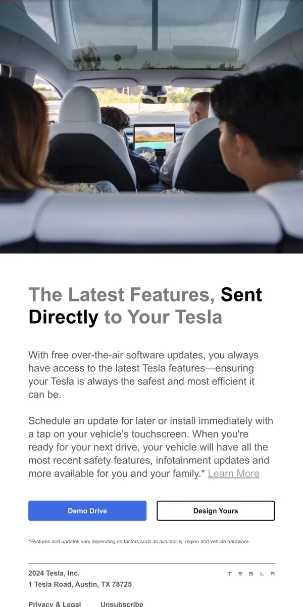 Email from Tesla. Your Tesla Gets Better Overnight