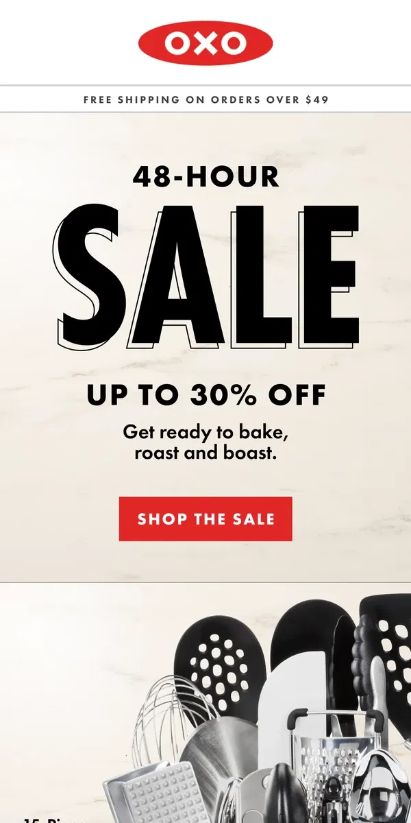 Email from OXO. Up to 30% off kitchen favorites