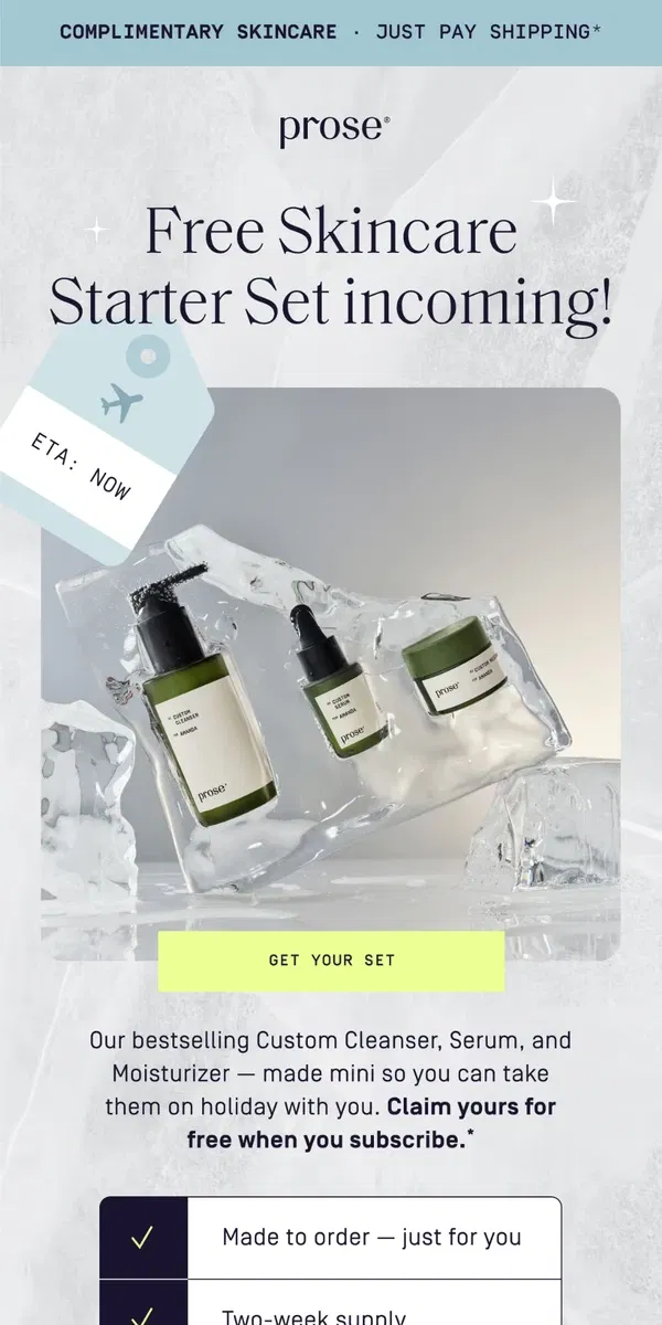 Email from Prose. Now Arriving: Black Friday Skincare Starter Sets