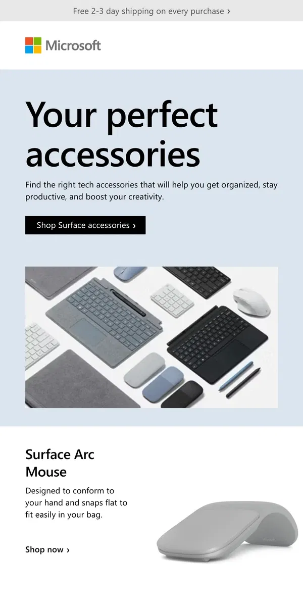 Email from Microsoft Store. Tech accessories perfect for you