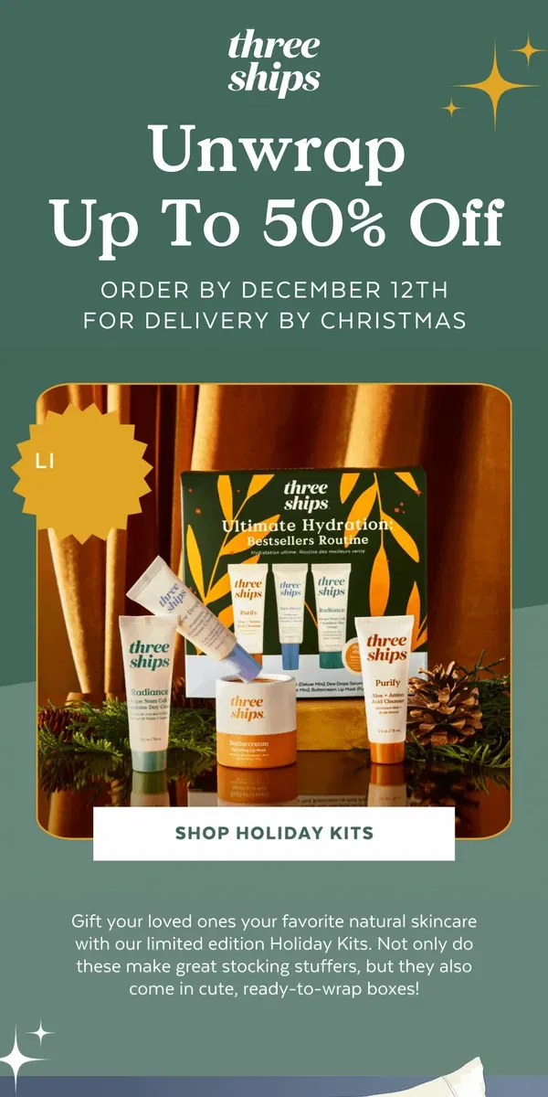 Email from Three Ships Beauty. 🎄 Easy Last-Minute Gifts