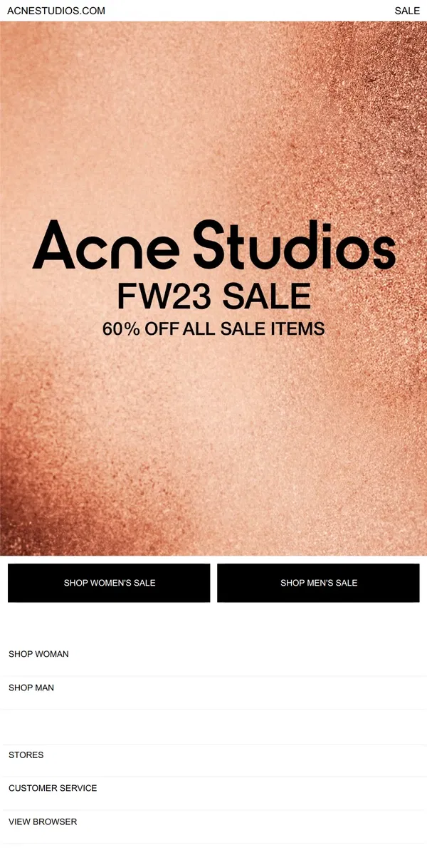 Email from Acne Studios. Last chance to shop Sale - More stock added