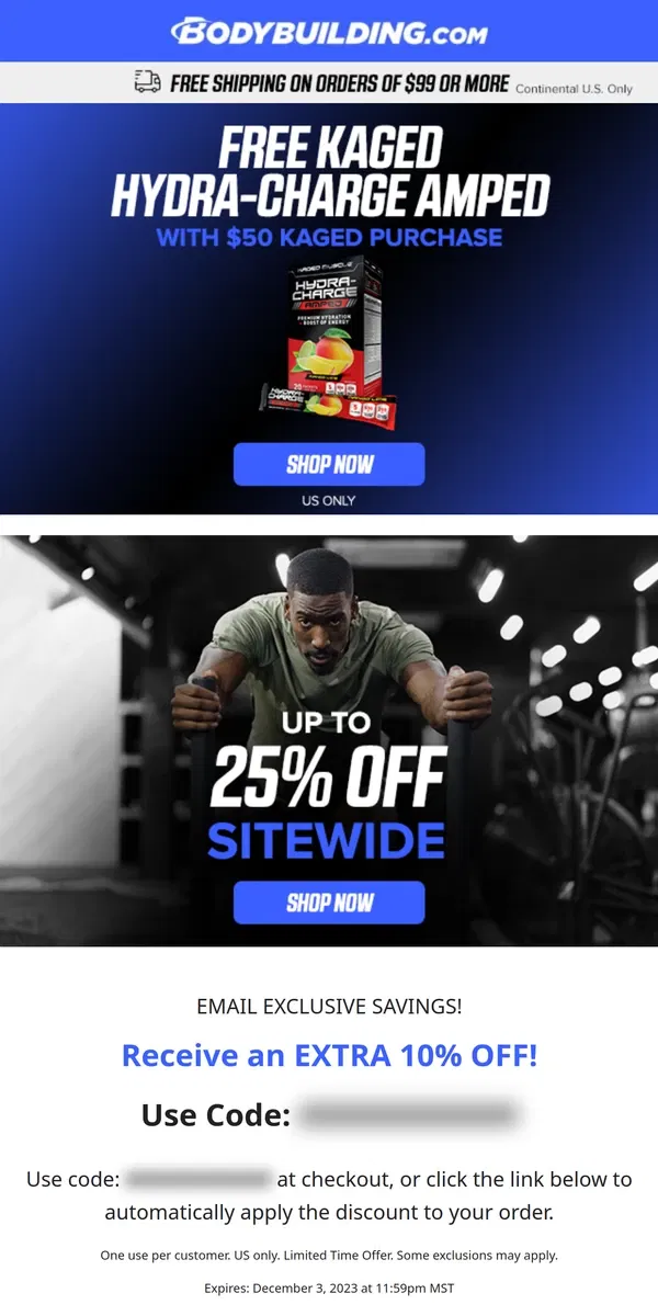 Email from Bodybuilding.com. BIG DEALS in ⚡ PRE-WORKOUT & BCAAs!