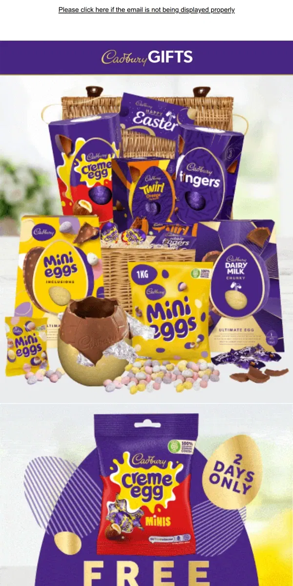 Email from Cadbury. [Name], Send Easter Egg Gifts with a little extra surprise! 🥚🐇