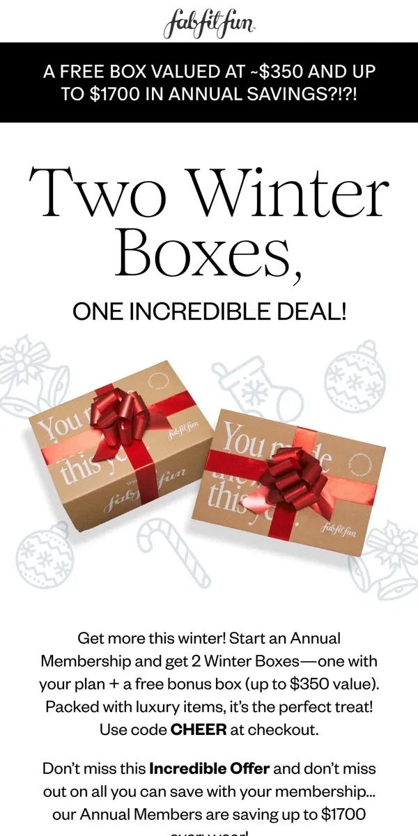 Email from FabFitFun. Get Your FREE Winter Box—Hurry, It’s Going Fast!