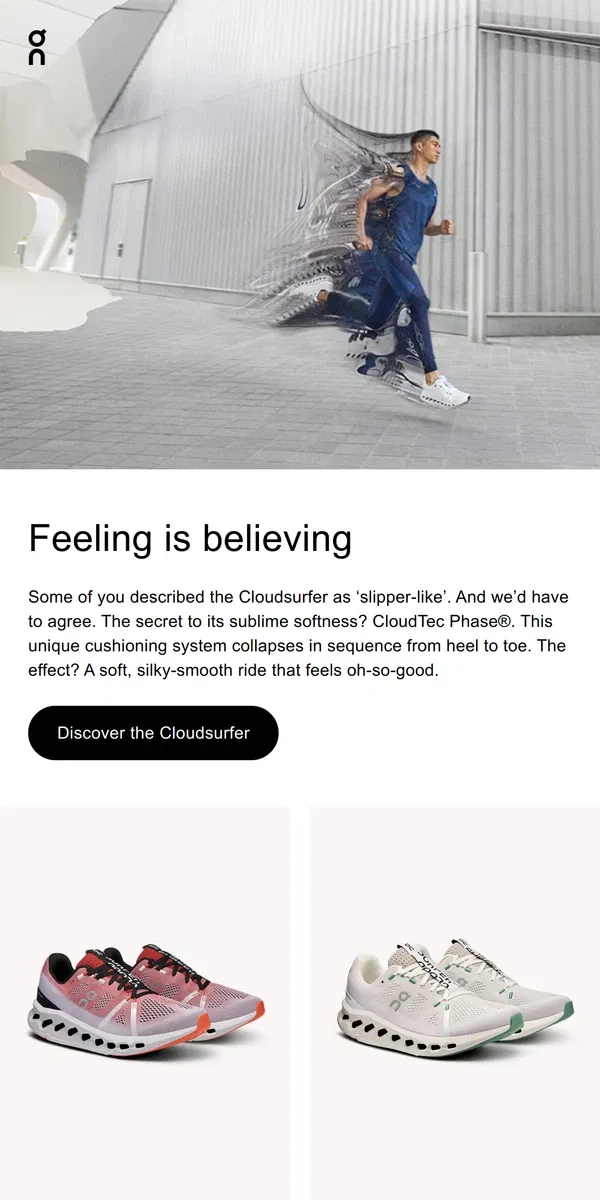 Email from On. ☁️ The Cloudsurfer: Step into softness