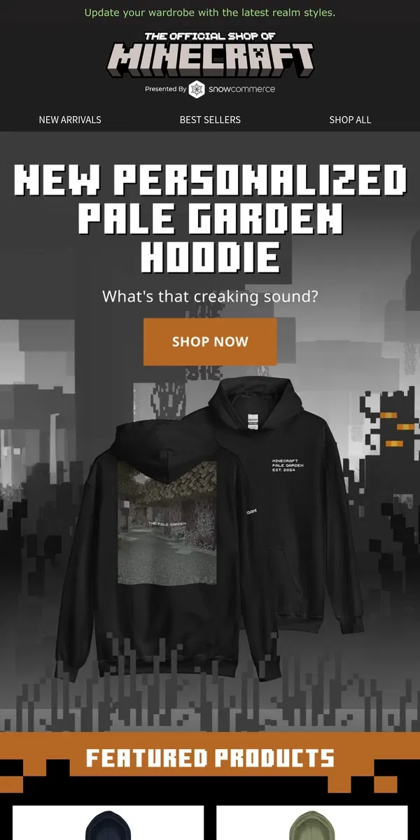 Email from Minecraft. All New Personalized Pale Garden Hoodie!