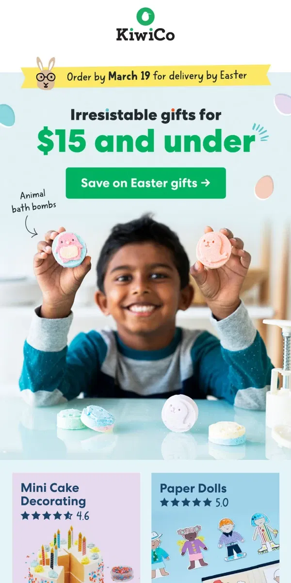 Email from KiwiCo. Last chance for Easter delivery!