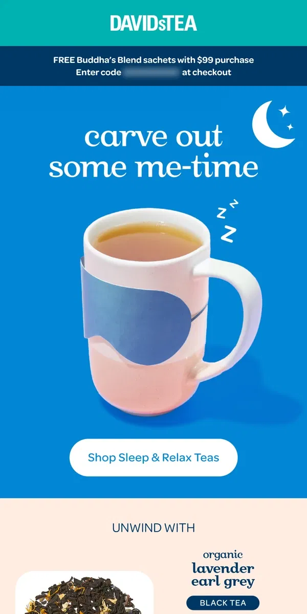 Email from DAVIDsTEA. Time for a tea break