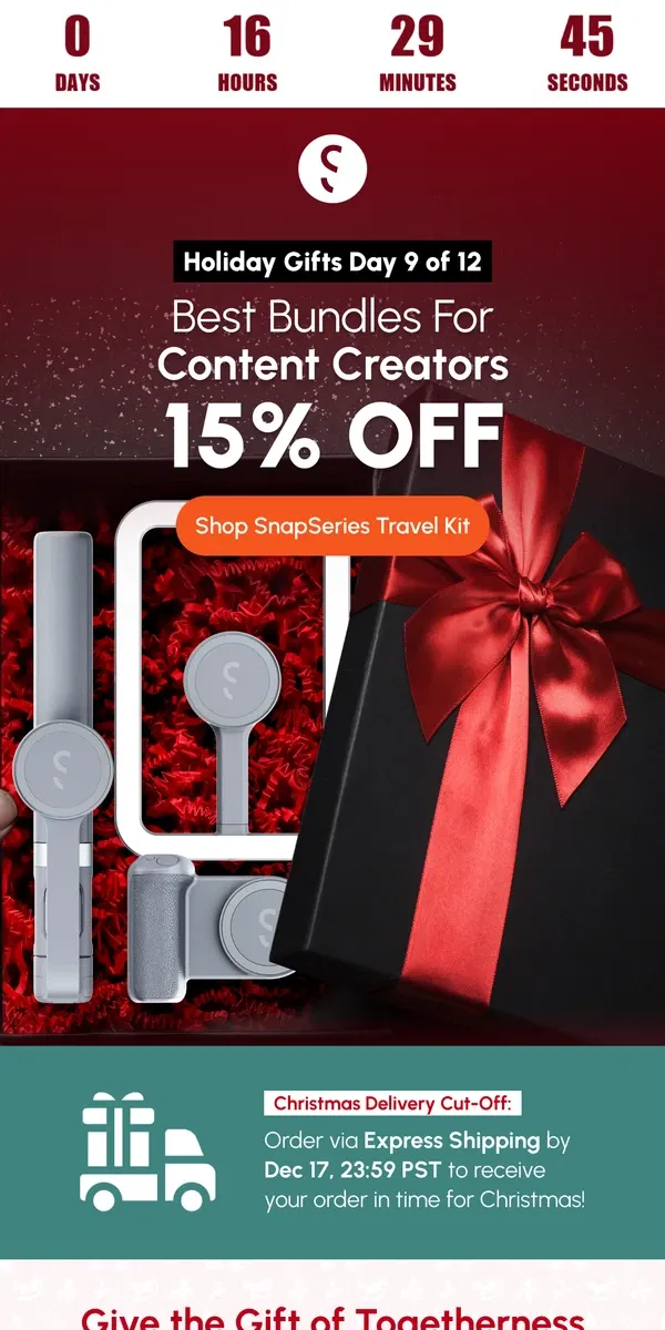 Email from ShiftCam. 15% OFF The Perfect Gift For Creators (Only for 24 Hours)