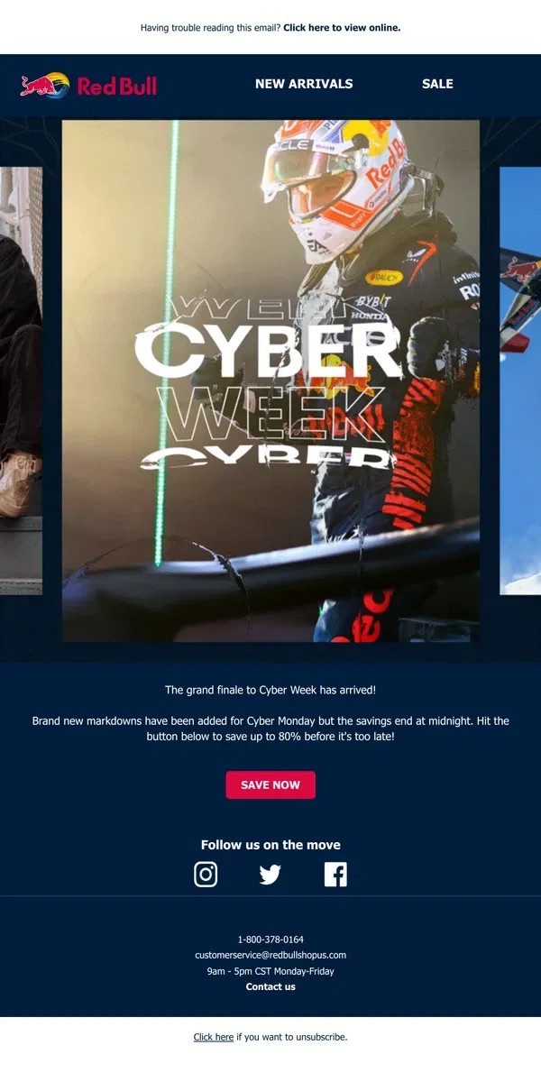 Email from Red Bull. IT'S TIME ⏰ Cyber Monday is Here