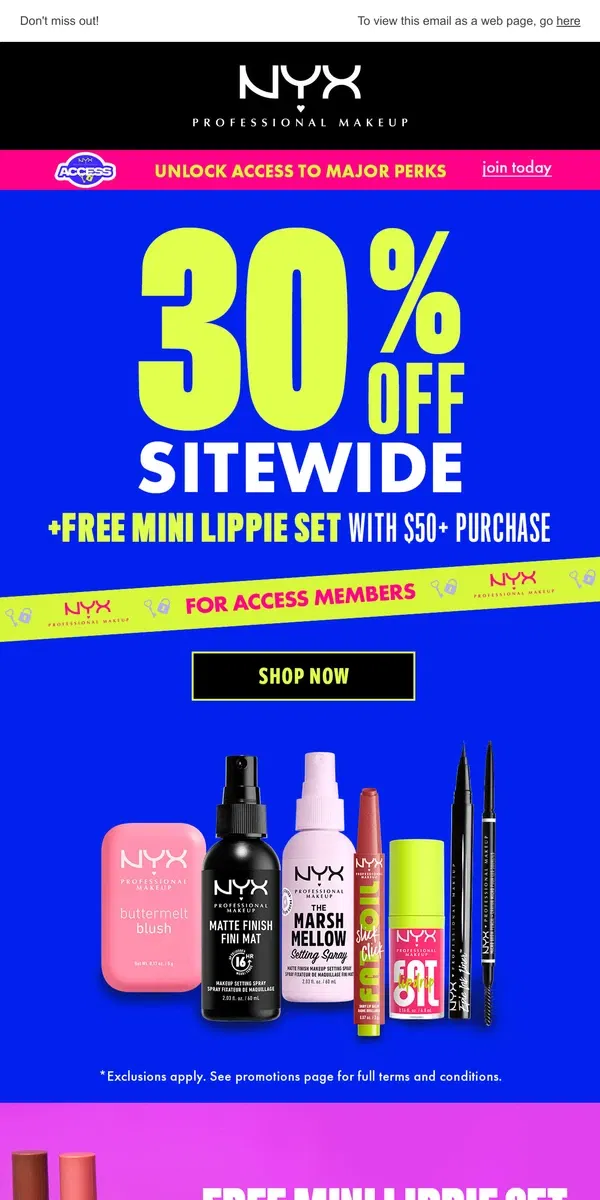 Email from NYX Professional Makeup. The final countdown ✨ 30% off sitewide ends soon