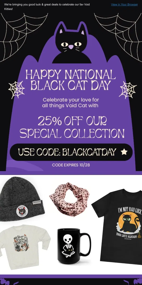 Email from Meowingtons. 🐈‍⬛ 🖤 HAPPY BLACK CAT DAY! 🖤 🐈‍⬛