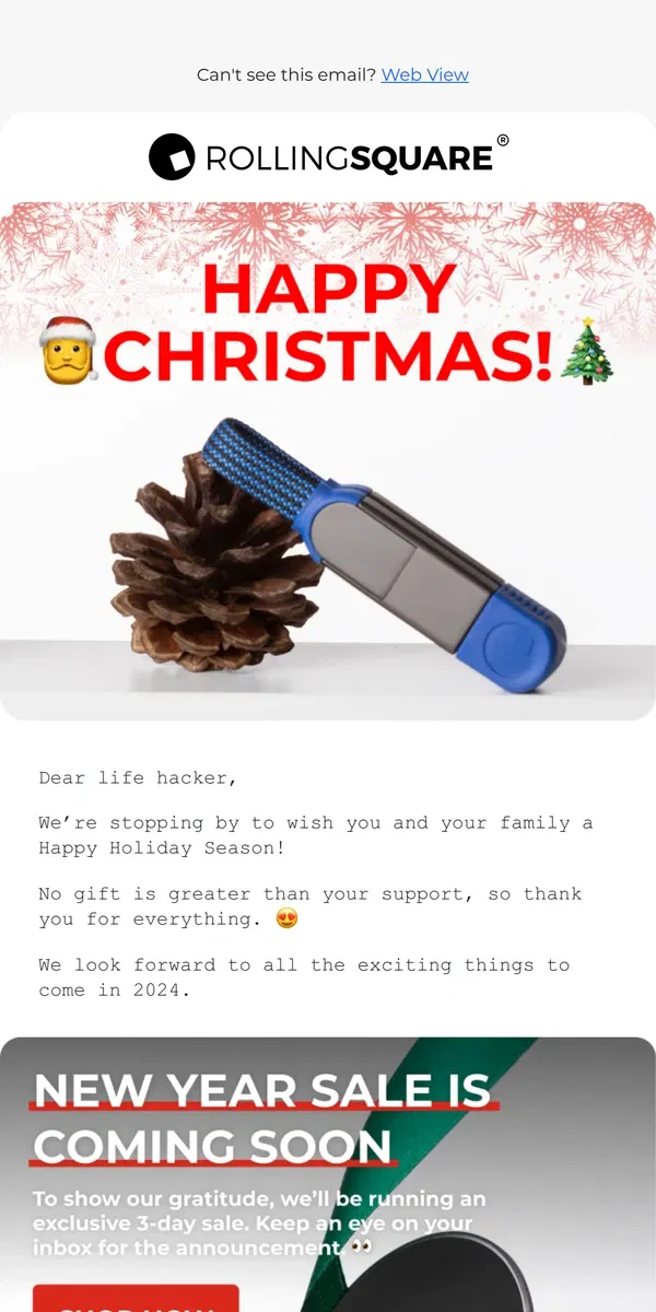 Email from Rolling Square. Happy Christmas! 🎄