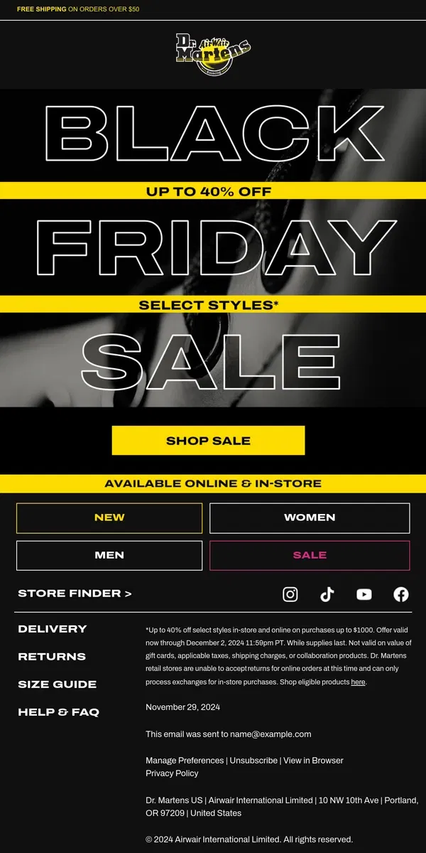 Email from Dr. Martens. Going fast: get up to 40% off ✨