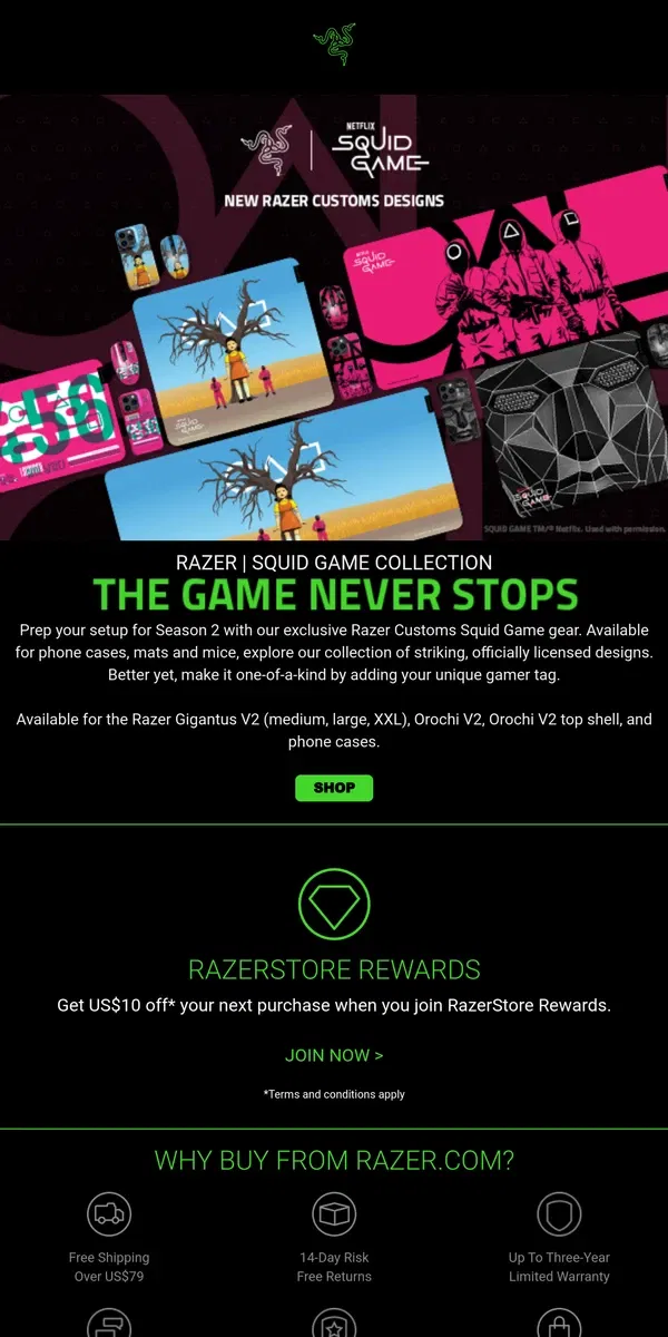 Email from Razer. 🔴🟢Outlast Them All with the Razer | Squid Game Collection