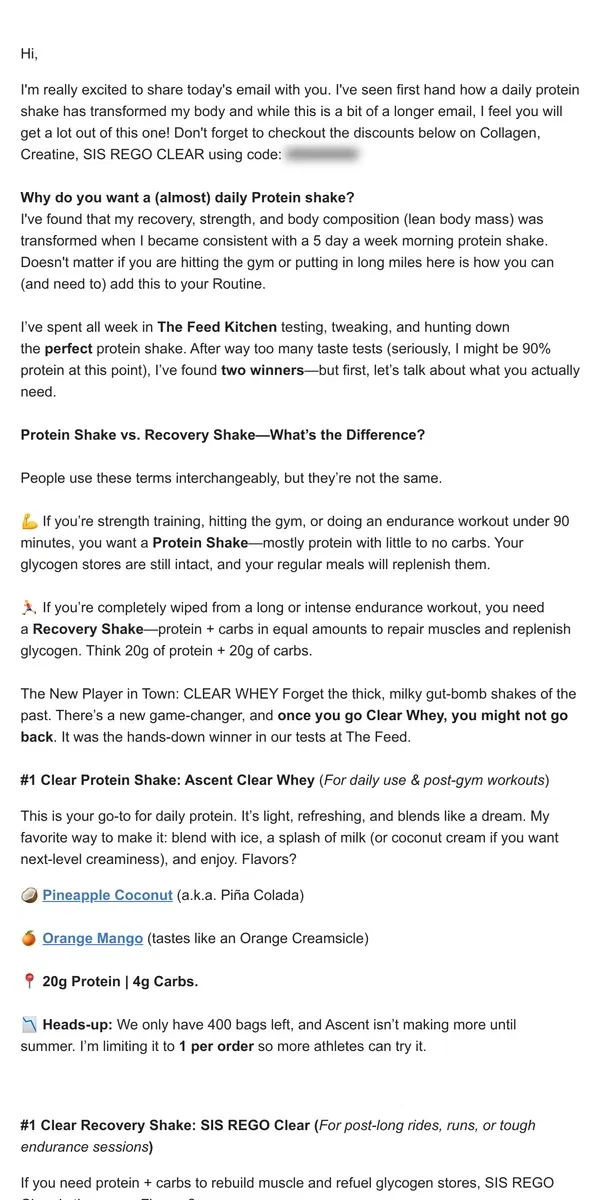 Email from The Feed. Why you need a Protein Shake