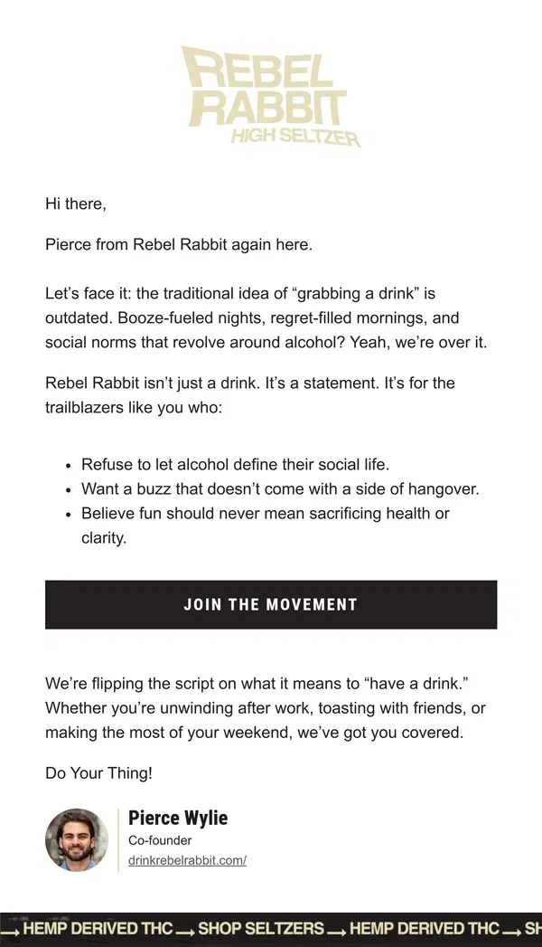 Email from Rebel Rabbit. 🐇 More than just a drink