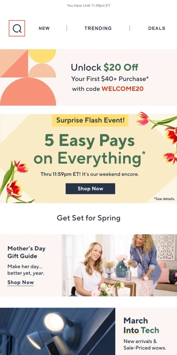 Email from QVC. Weekend Encore: 5 Easy Pays