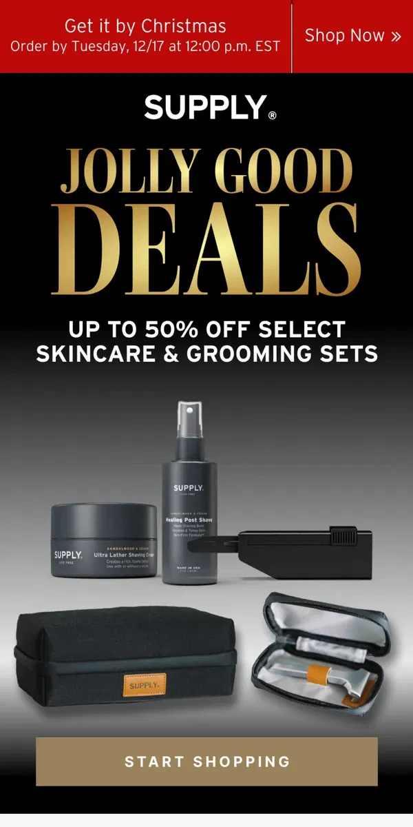 Email from Supply. Up to 50% Off: Select Grooming Bundles