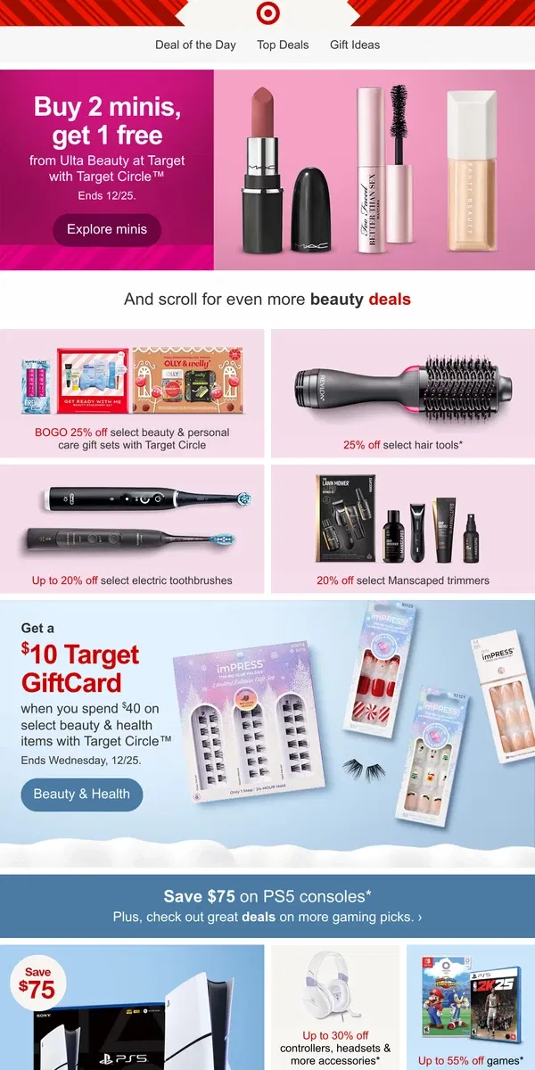 Email from Target. B I G beauty deals inside ✨