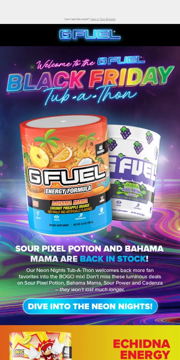 Email from G FUEL. Black Friday Deals Shine Bright with These Returning Favorites!