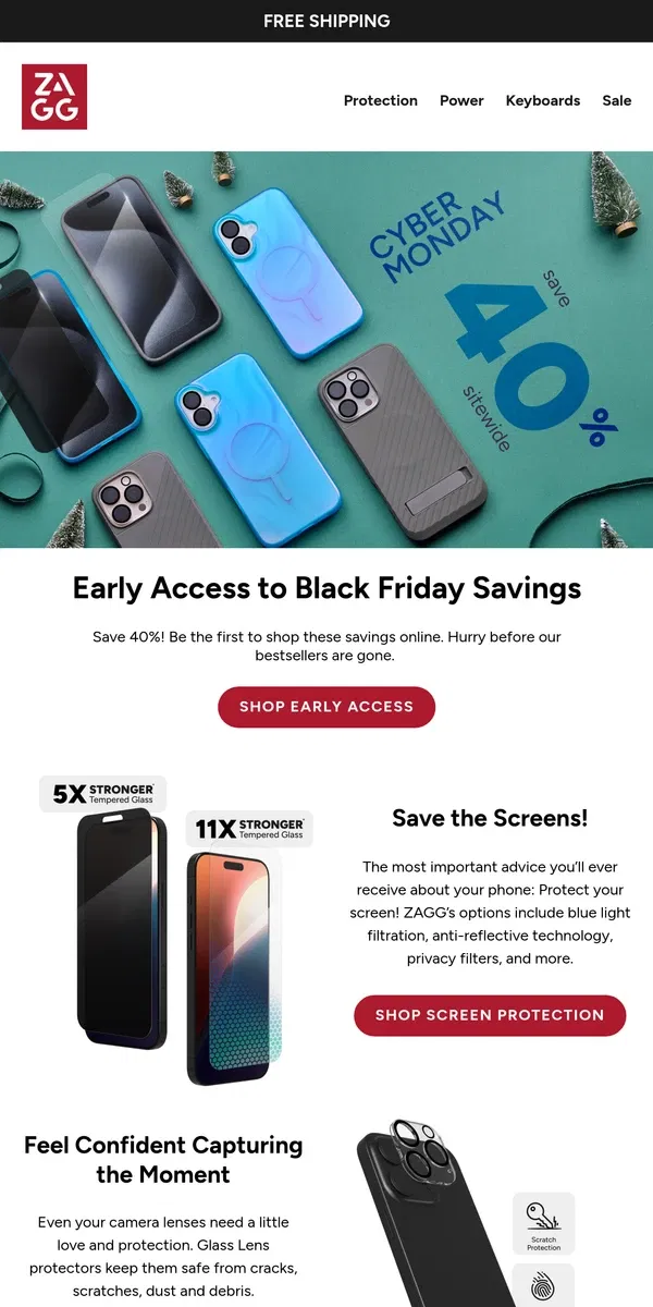 Email from ZAGG. Don’t Wait to Save 40% Sitewide