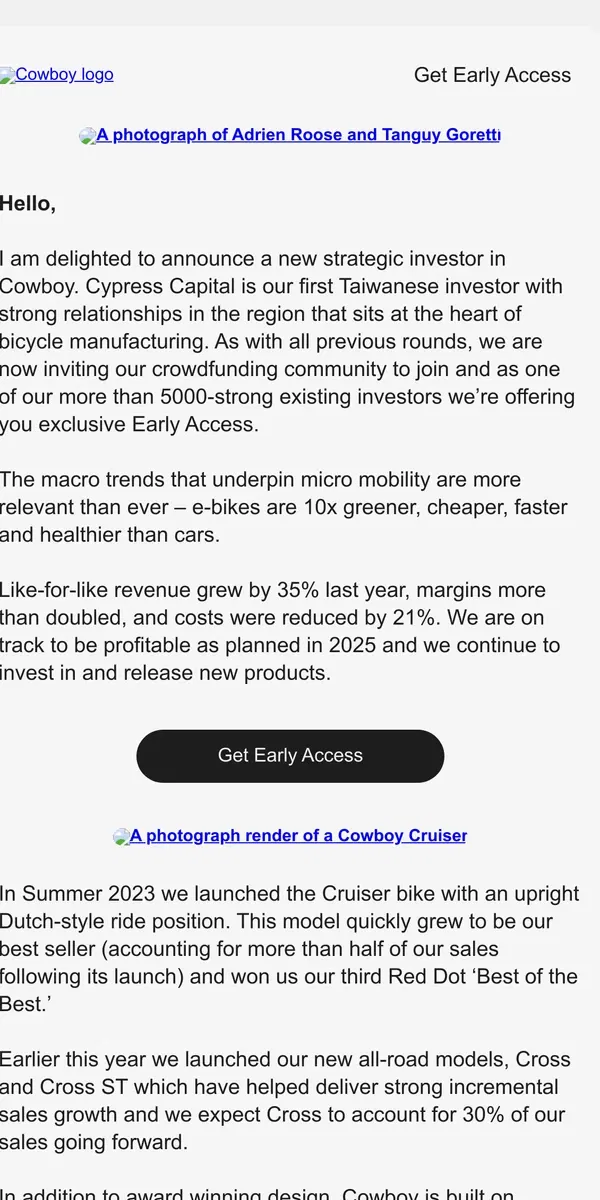 Email from Cowboy. Crowdfunding is back