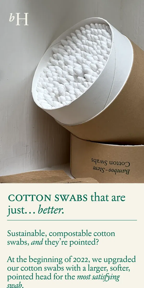 Email from by Humankind. Round cotton swabs are canceled –