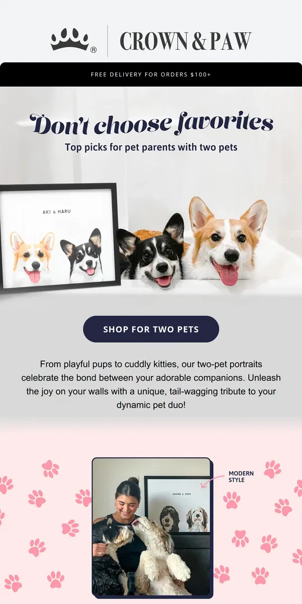 Email from Crown & Paw. Double the Cuteness 🥰