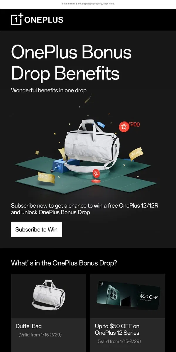 Email from OnePlus. Wonderful benefit awaits