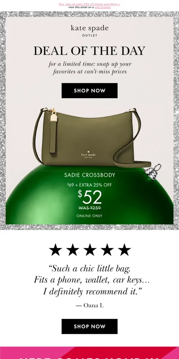 Email from Kate Spade. Inside: our must-have $52 crossbody