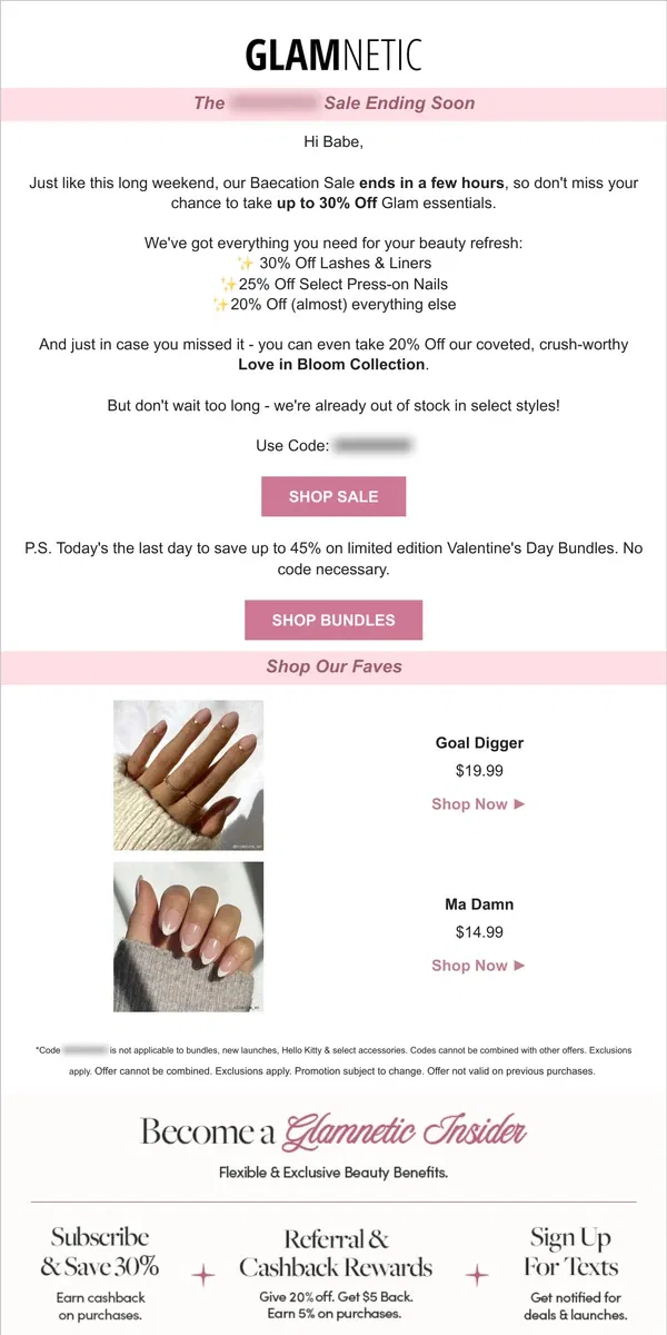 Email from Glamnetic. 🚨 Time’s Almost Up! The Deals are Almost Ending! 🚨