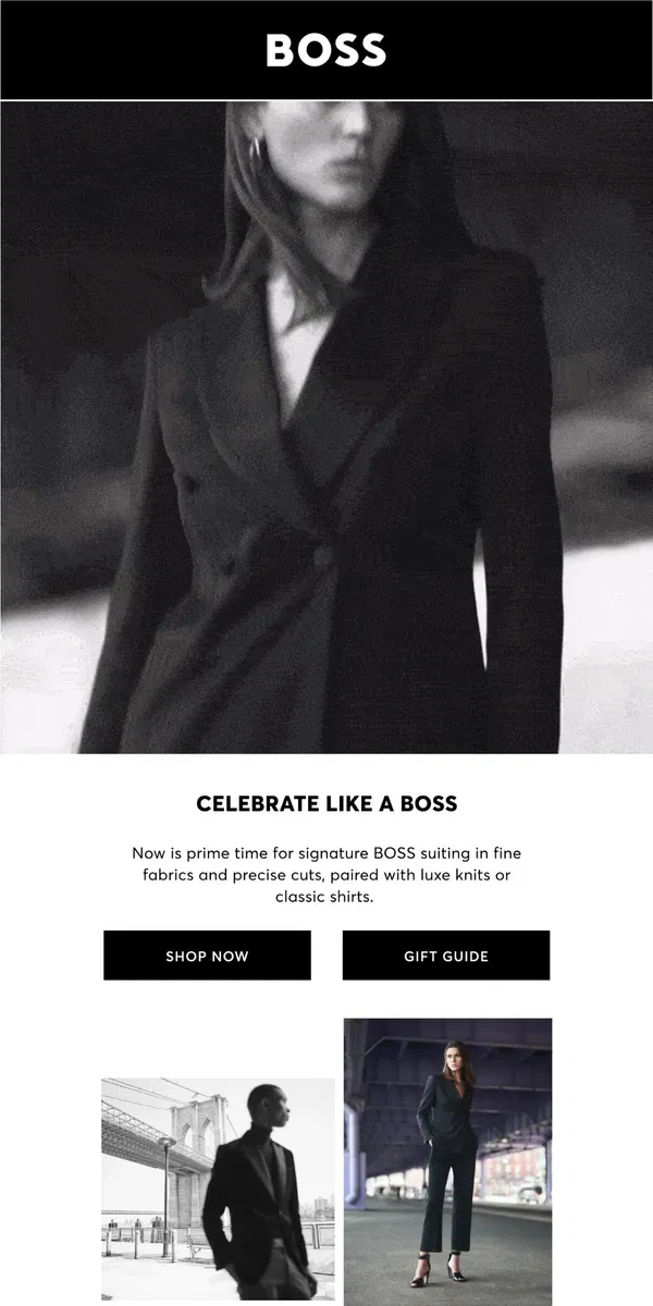 Email from HUGO BOSS. Celebrate Like a BOSS